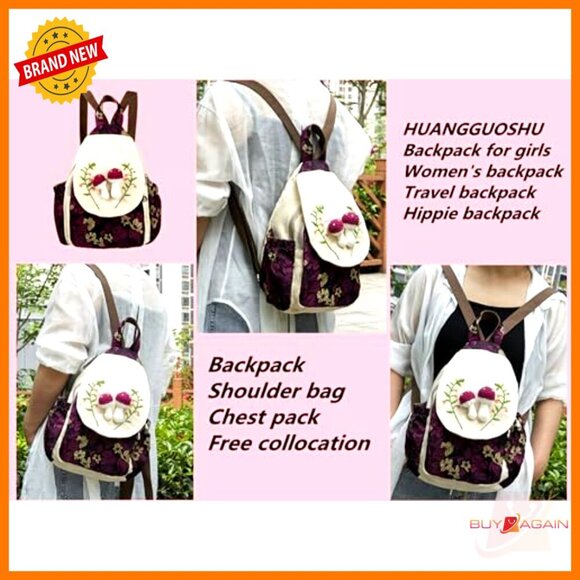Hand-Knit Mini Backpack, Cotton Linen, Adjustable Straps, 9 Pockets, Travel Bag main image 4